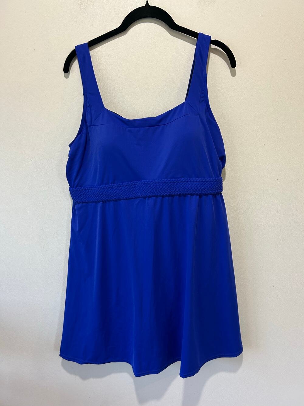 Swimsuits for All braided empire waist swim dress size 16 royal blue NWOT